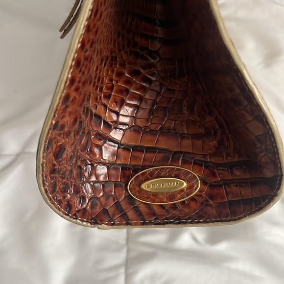 Brahmin Stella Tisbury Melbourne Crocodile Embossed Leather & Natural Woven Bag - Picture 3 of 7